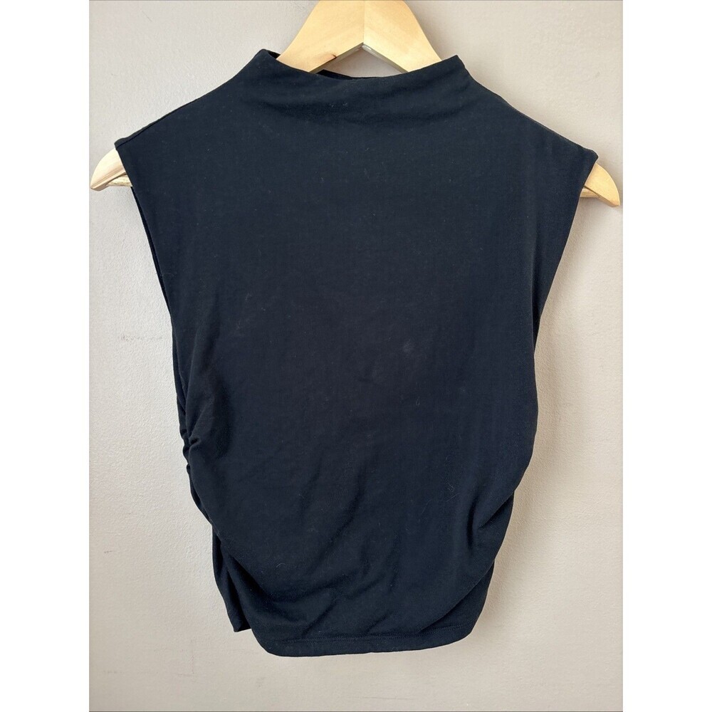 Abercrombie & Fitch A&F Modal Blend Ruched Mock Neck Muscle Tee S Black